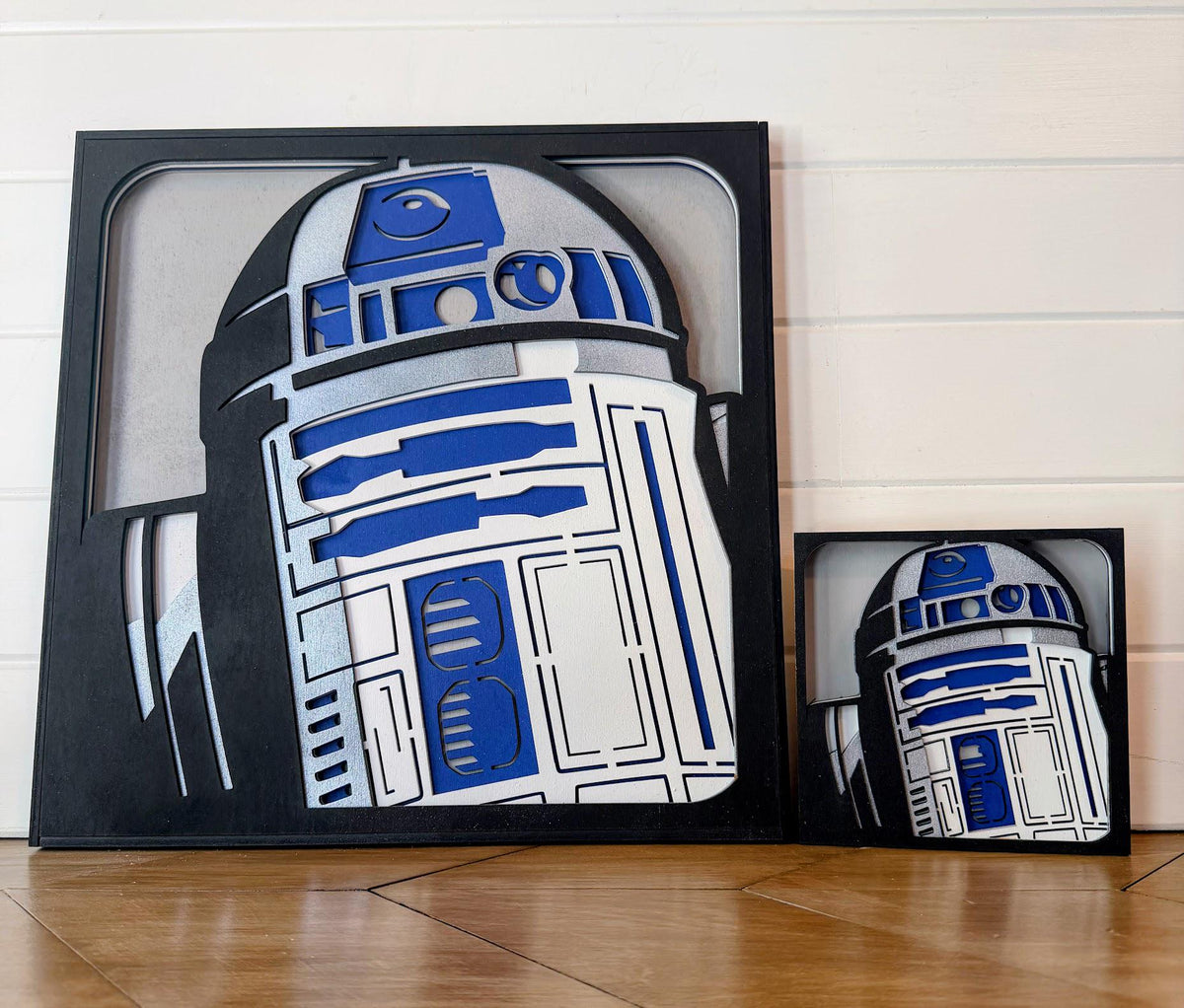 R2-D2 Layered Wood Wall Art | 3D Laser Cut Star Wars Decor | Hand-Painted 6-Layer Birch Droid Art | Sci-Fi Gift