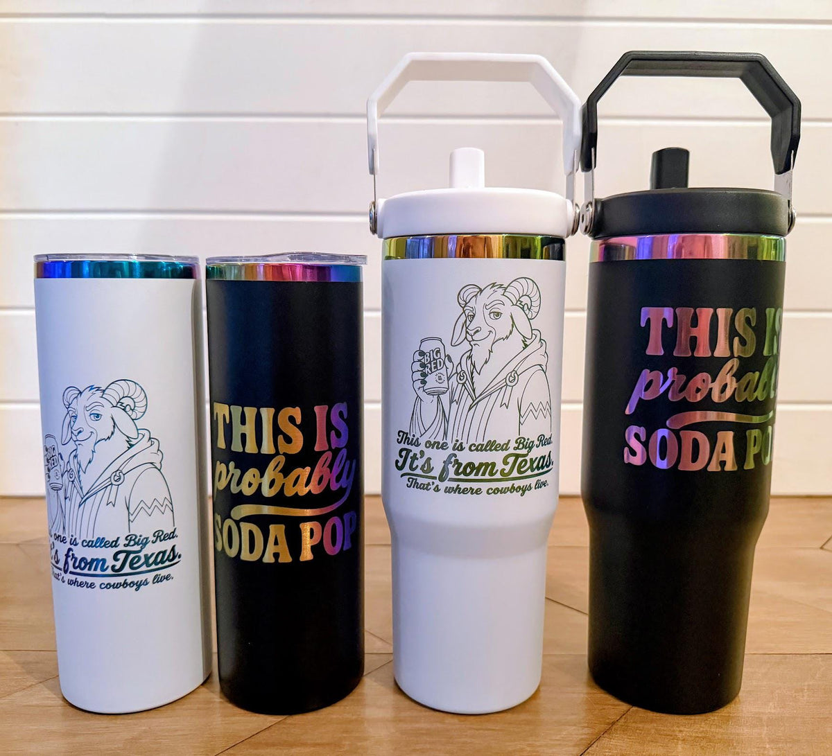 Prepotente Tumbler | Probably Soda Pop & Big Red | Dungeon Crawler Carl 20oz or 30oz Rainbow Engraved Cup | Black or White