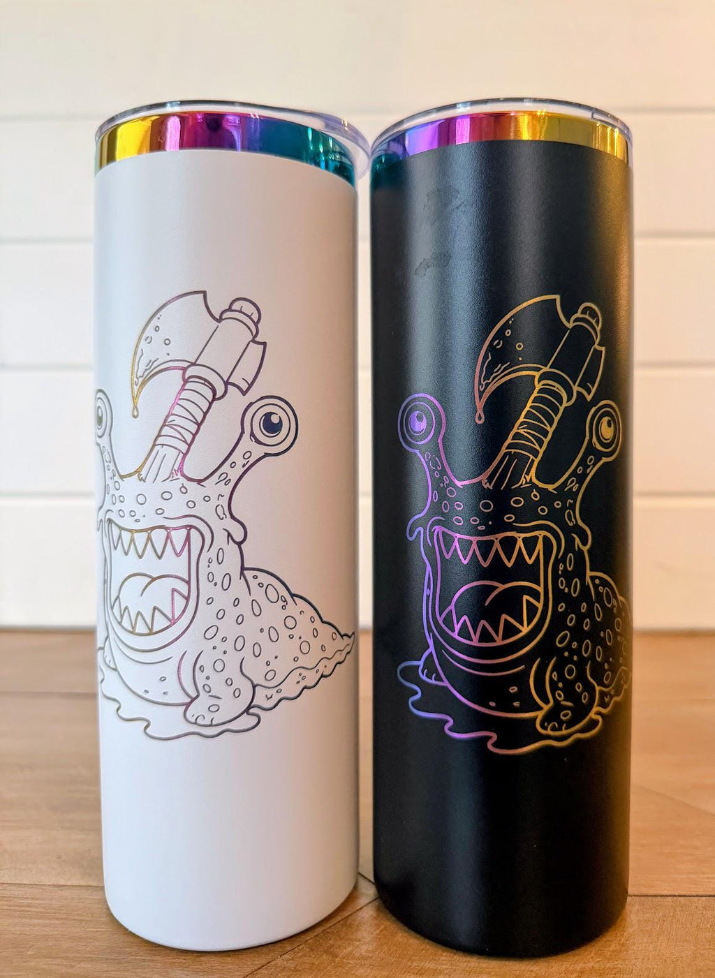 Dungeon Crawler Carl Sluggalo Tumbler | 20oz or 30oz Rainbow Engraved Cup | Black or White Stainless Steel