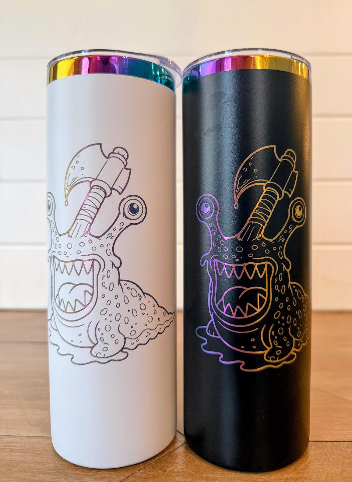 Dungeon Crawler Carl Sluggalo Tumbler | 20oz or 30oz Rainbow Engraved Cup | Black or White Stainless Steel
