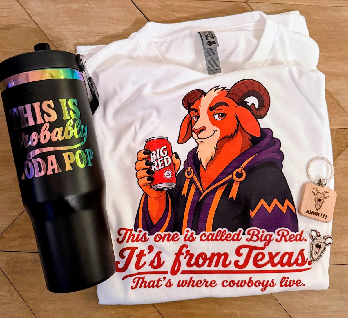 Prepotente Loot Box | Dungeon Crawler Carl Gift Set | Probably Soda Pop DCC T-Shirt, 30oz Tumbler, Pin & Keychain | LitRPG Gift