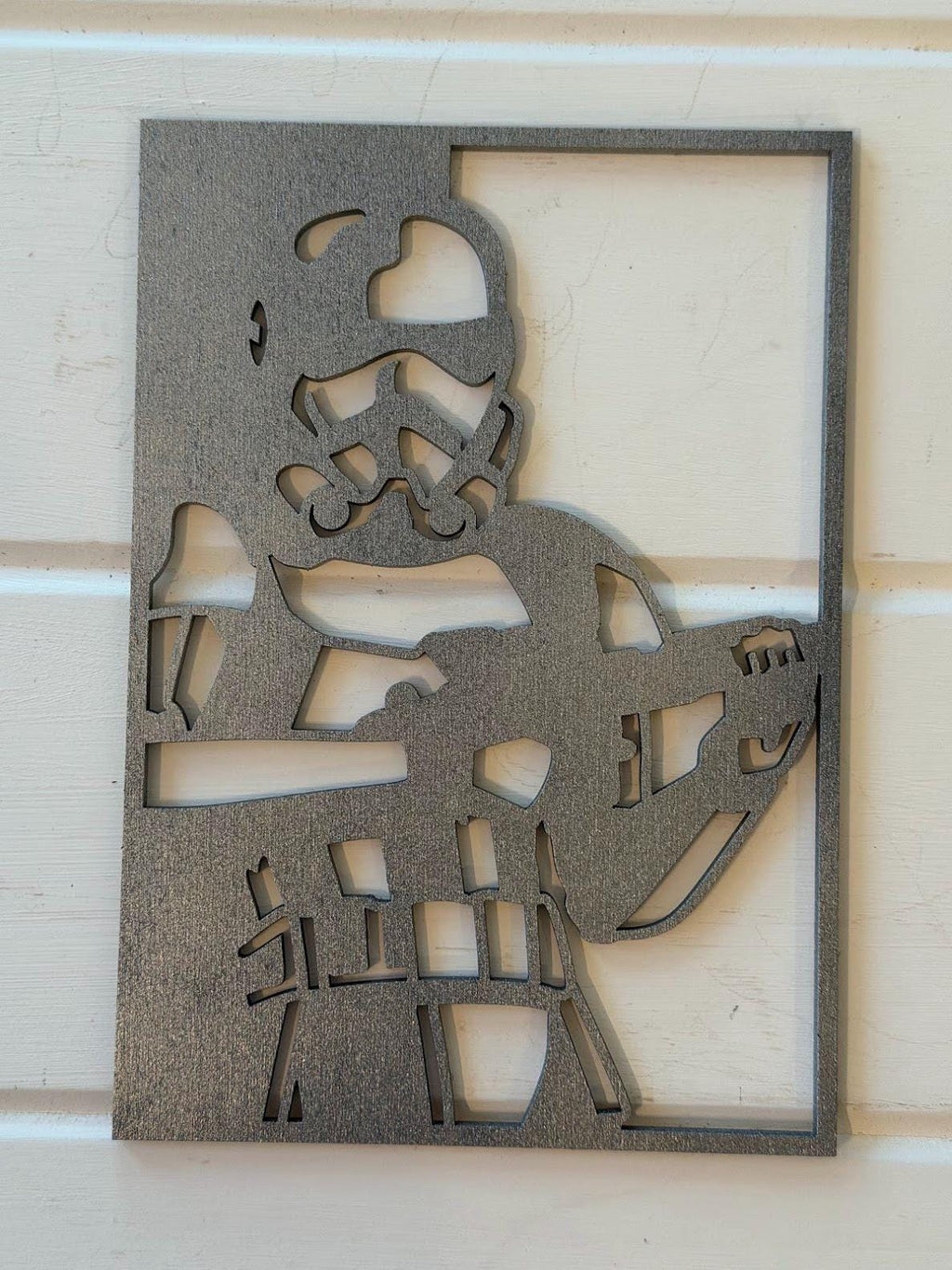 Stormtrooper Layered Wood Wall Art | 3D Laser Cut Star Wars Decor | Hand-Painted 7-Layer Birch | Imperial Sci-Fi Art
