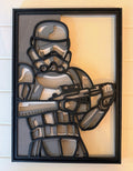 Stormtrooper Layered Wood Wall Art | 3D Laser Cut Star Wars Decor | Hand-Painted 7-Layer Birch | Imperial Sci-Fi Art