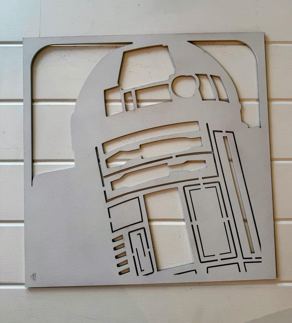 R2-D2 Layered Wood Wall Art | 3D Laser Cut Star Wars Decor | Hand-Painted 6-Layer Birch Droid Art | Sci-Fi Gift