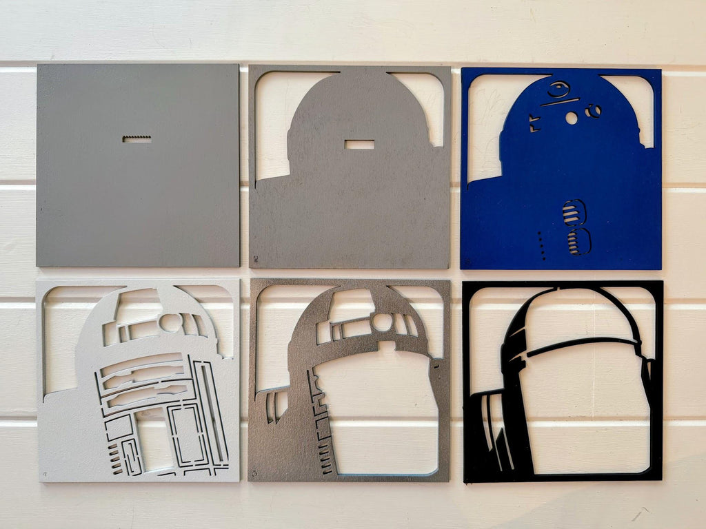 R2-D2 Layered Wood Wall Art | 3D Laser Cut Star Wars Decor | Hand-Painted 6-Layer Birch Droid Art | Sci-Fi Gift