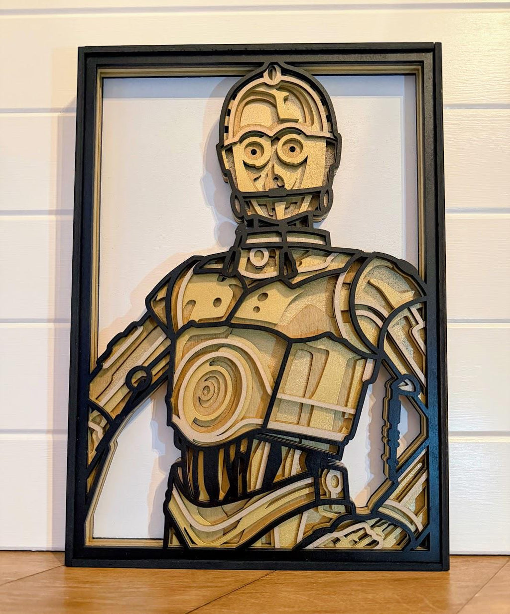 C3PO Layered Wood Wall Art – Star Wars Inspired Droid Decor – Laser Cut 3D Wooden Art – Sci Fi Wall Decor – Gift for Star Wars Fans