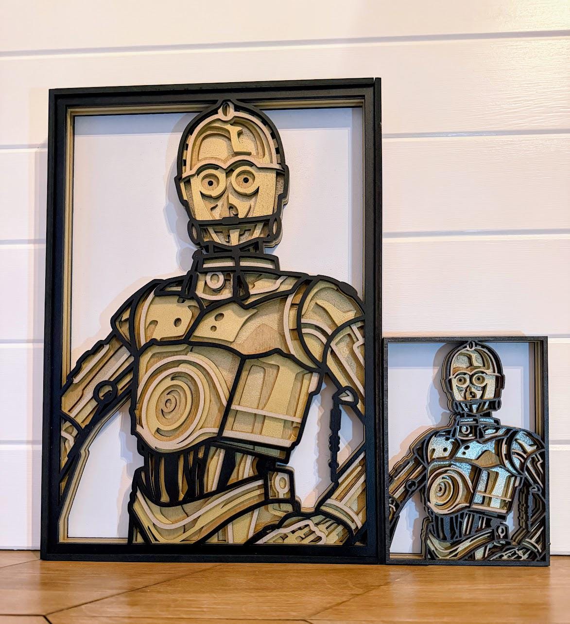 C3PO Layered Wood Wall Art – Star Wars Inspired Droid Decor – Laser Cut 3D Wooden Art – Sci Fi Wall Decor – Gift for Star Wars Fans