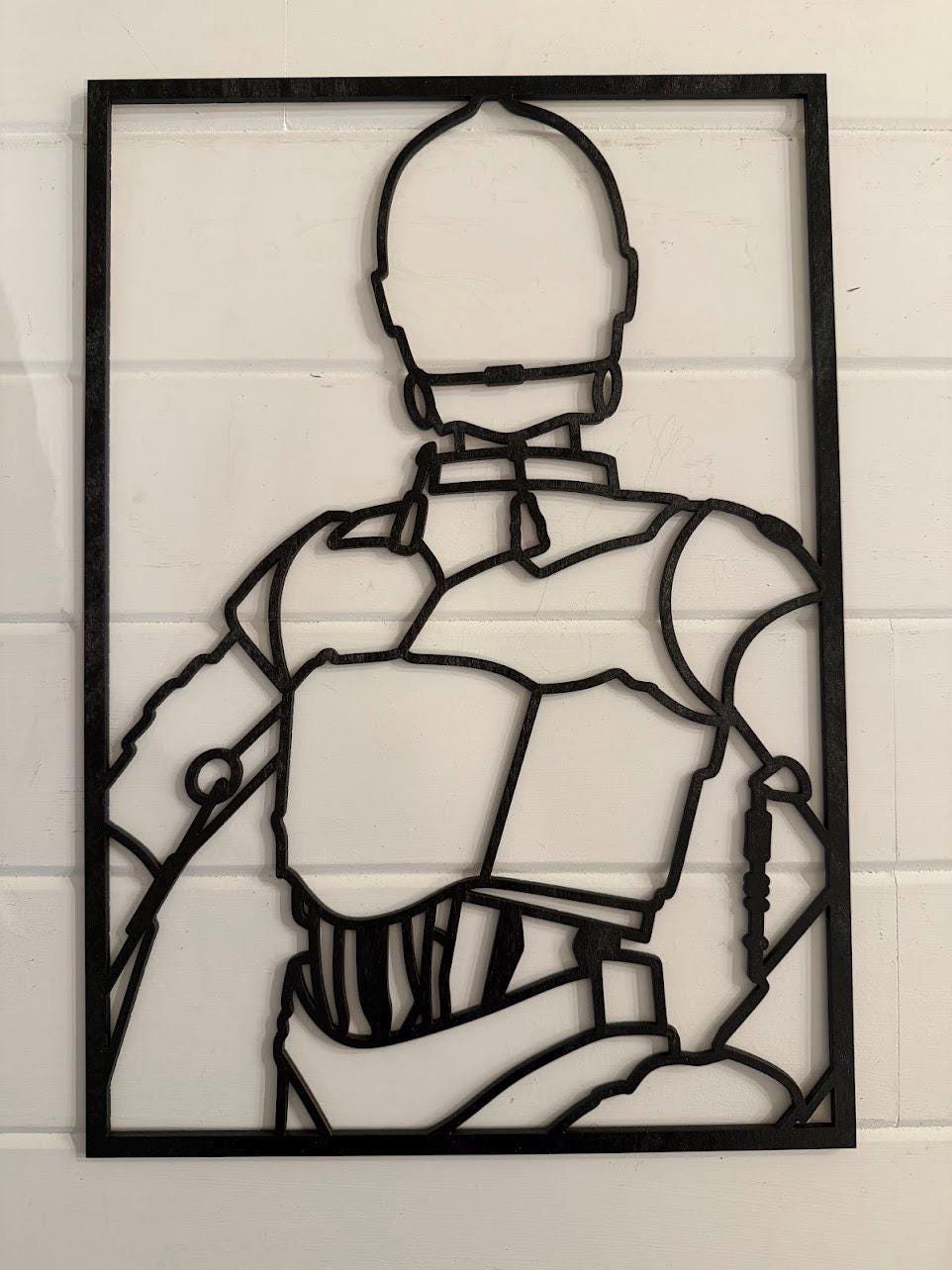 C3PO Layered Wood Wall Art – Star Wars Inspired Droid Decor – Laser Cut 3D Wooden Art – Sci Fi Wall Decor – Gift for Star Wars Fans