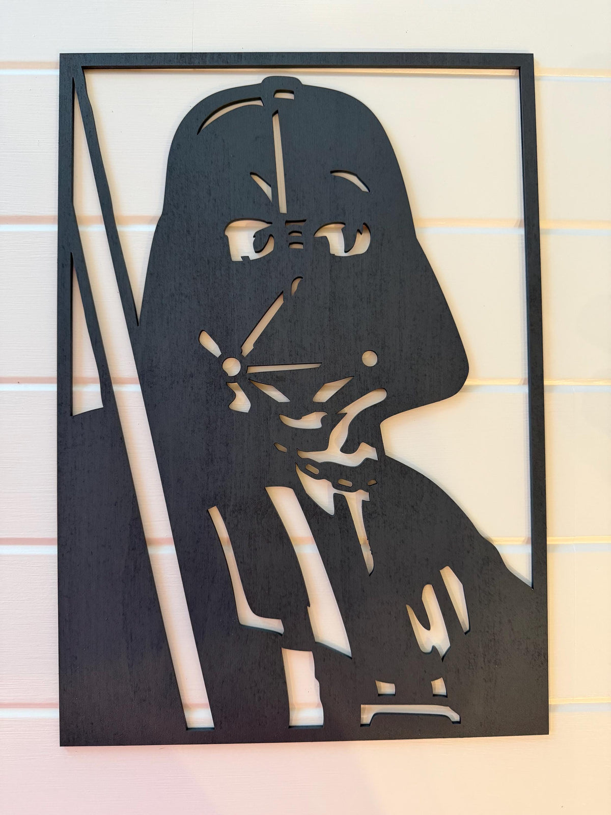 Darth Vader Layered Wood Wall Art | Star Wars Inspired Decor | 3D Laser Cut Framed Sign | Sith Wall Art | Nerd Room Decor