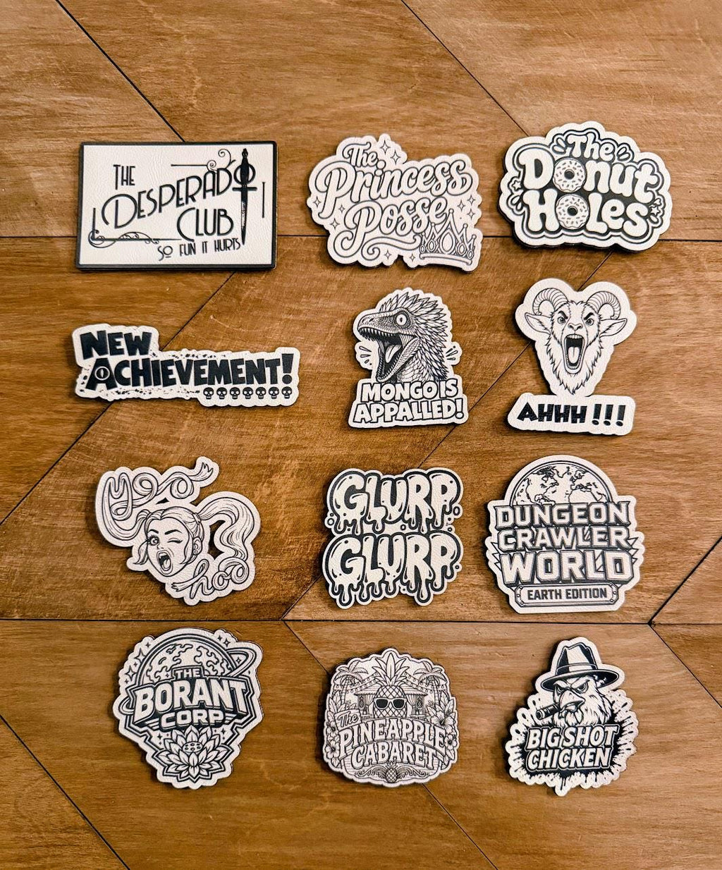 Dungeon Crawler Carl Hat | DCC Laser Engraved Leather Patch Hat | Choose Your Design | Princess Posse, Donut Holes, Desperado Club