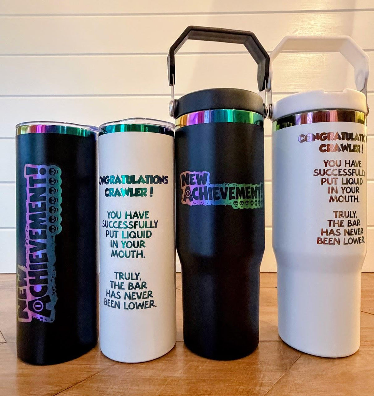 Dungeon Crawler Carl New Achievement Tumbler | DCC Engraved Cup | 20oz or 30oz Rainbow Tumbler | Crawler Gift | LitRPG Gift