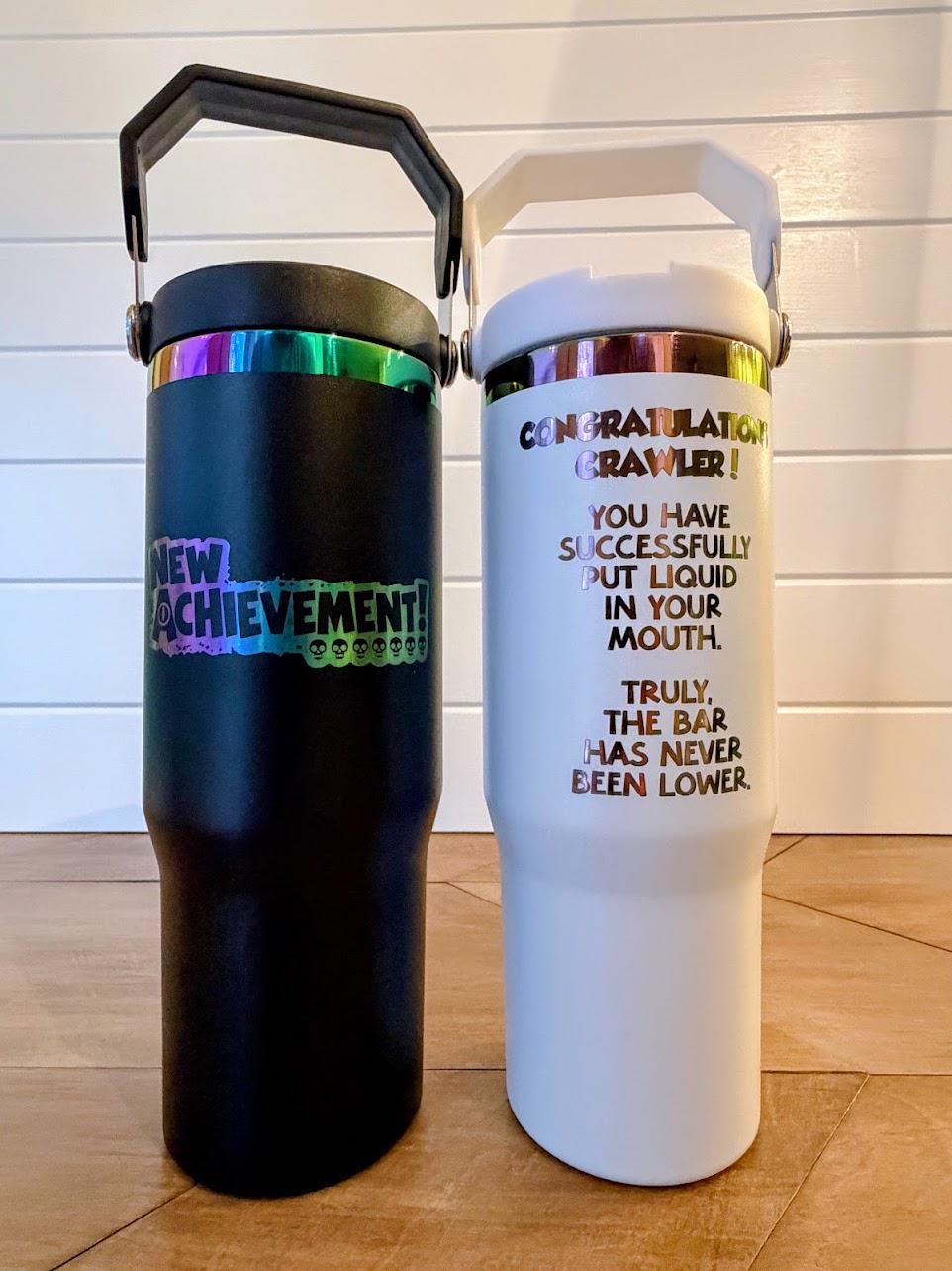 Dungeon Crawler Carl New Achievement Tumbler | DCC Engraved Cup | 20oz or 30oz Rainbow Tumbler | Crawler Gift | LitRPG Gift
