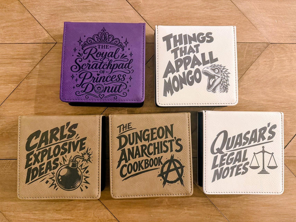 Dungeon Crawler Carl Note Pad Holder | Engraved Post It Note Holder | DCC Desk Accessory | Princess Donut | Carl | Mongo | Quasar Gift